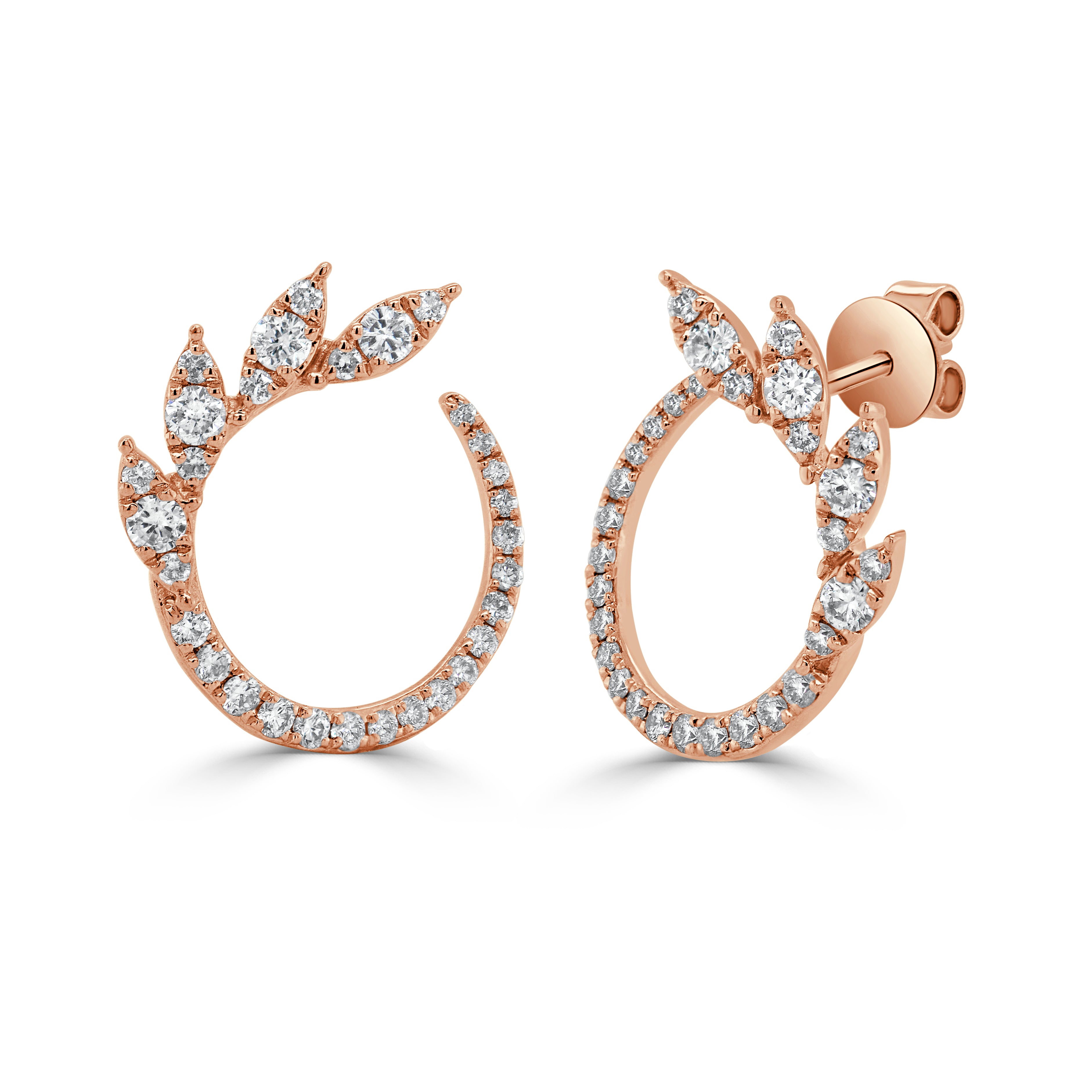 14K Gold Diamond Floral Earrings - 0.58ct