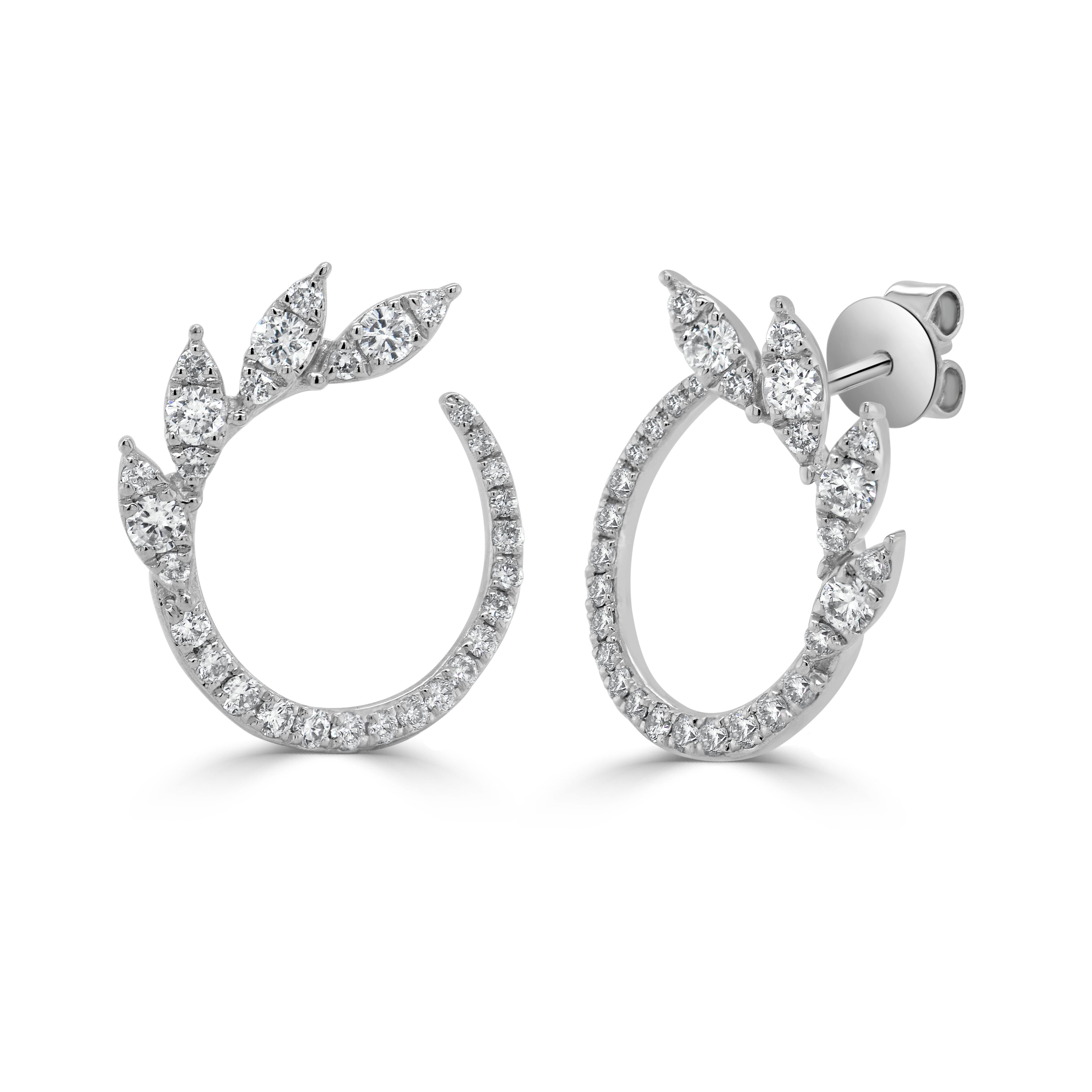 14K Gold Diamond Floral Earrings - 0.58ct