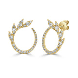 14K Gold Diamond Floral Earrings - 0.58ct
