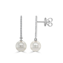 Load image into Gallery viewer, 14k Gold Pearl &amp; Diamond Earrings