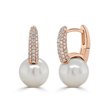 Load image into Gallery viewer, 14k Gold Diamond &amp; Pearl Earrings