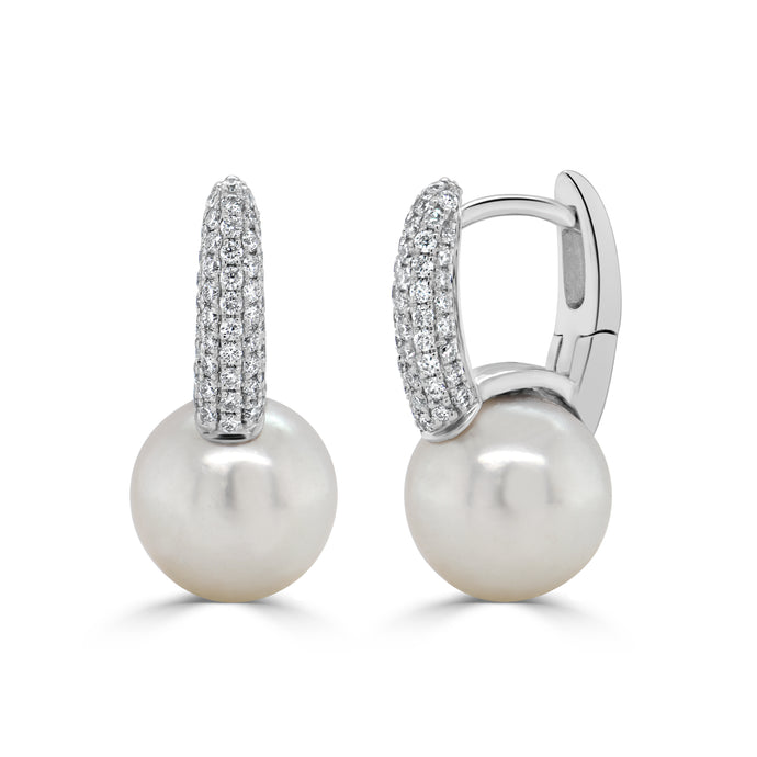 14k Gold Diamond & Pearl Earrings