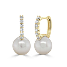 Load image into Gallery viewer, 14k Gold Diamond &amp; Pearl Earrings