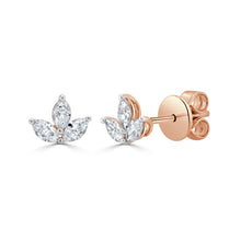 Load image into Gallery viewer, 14K Gold &amp; Marquise Diamond Flower Stud