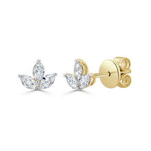 Load image into Gallery viewer, 14K Gold &amp; Marquise Diamond Flower Stud