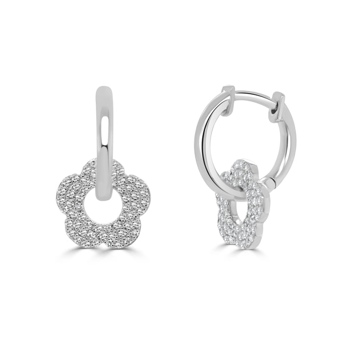 14K Gold Diamond Flower Earrings
