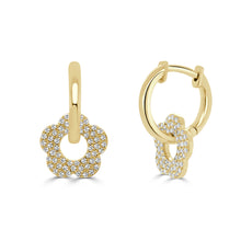 Load image into Gallery viewer, 14K Gold Diamond Flower Earrings