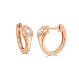 14K Gold & Snake Diamond Huggy Earrings - 0.10ct