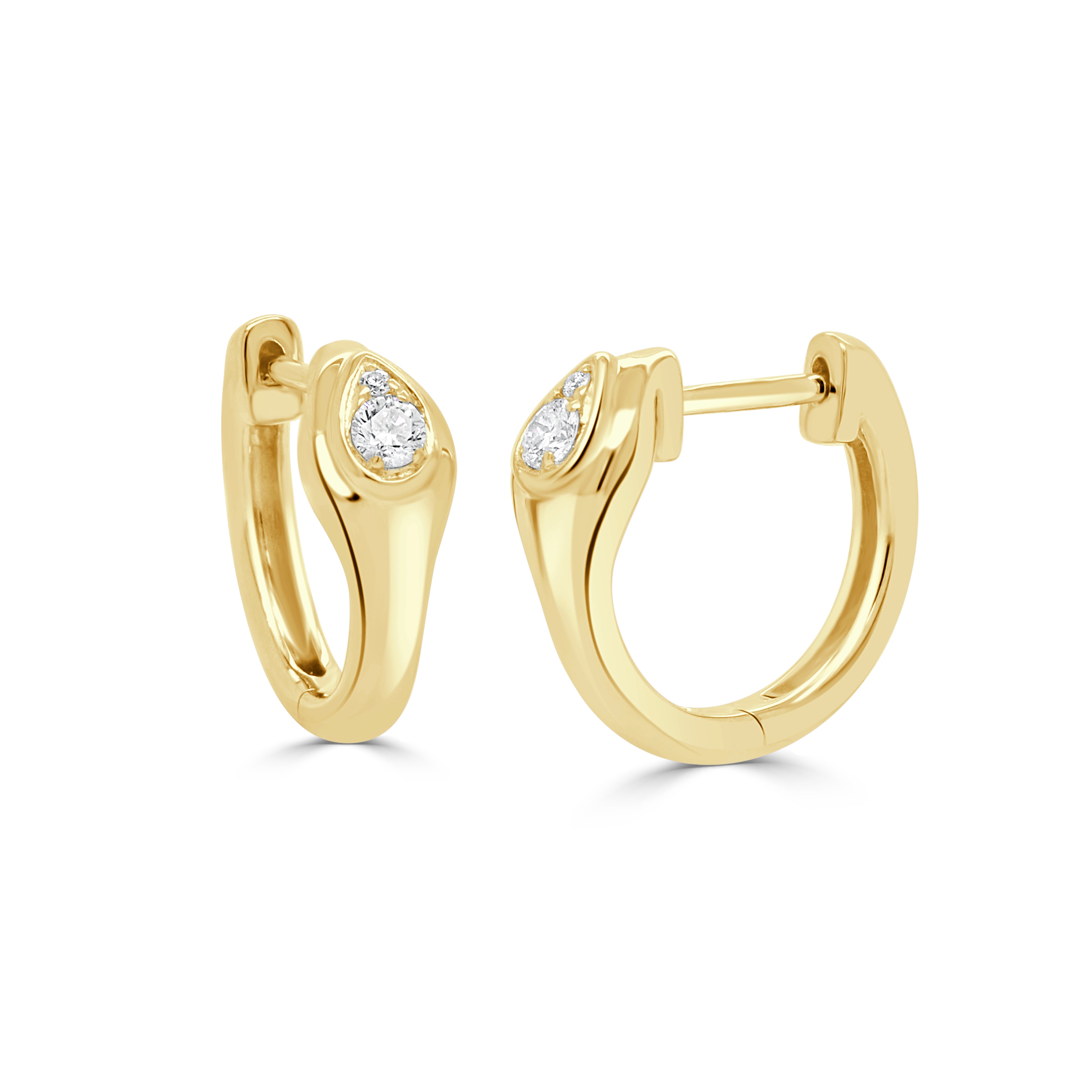 14K Gold & Snake Diamond Huggy Earrings - 0.10ct
