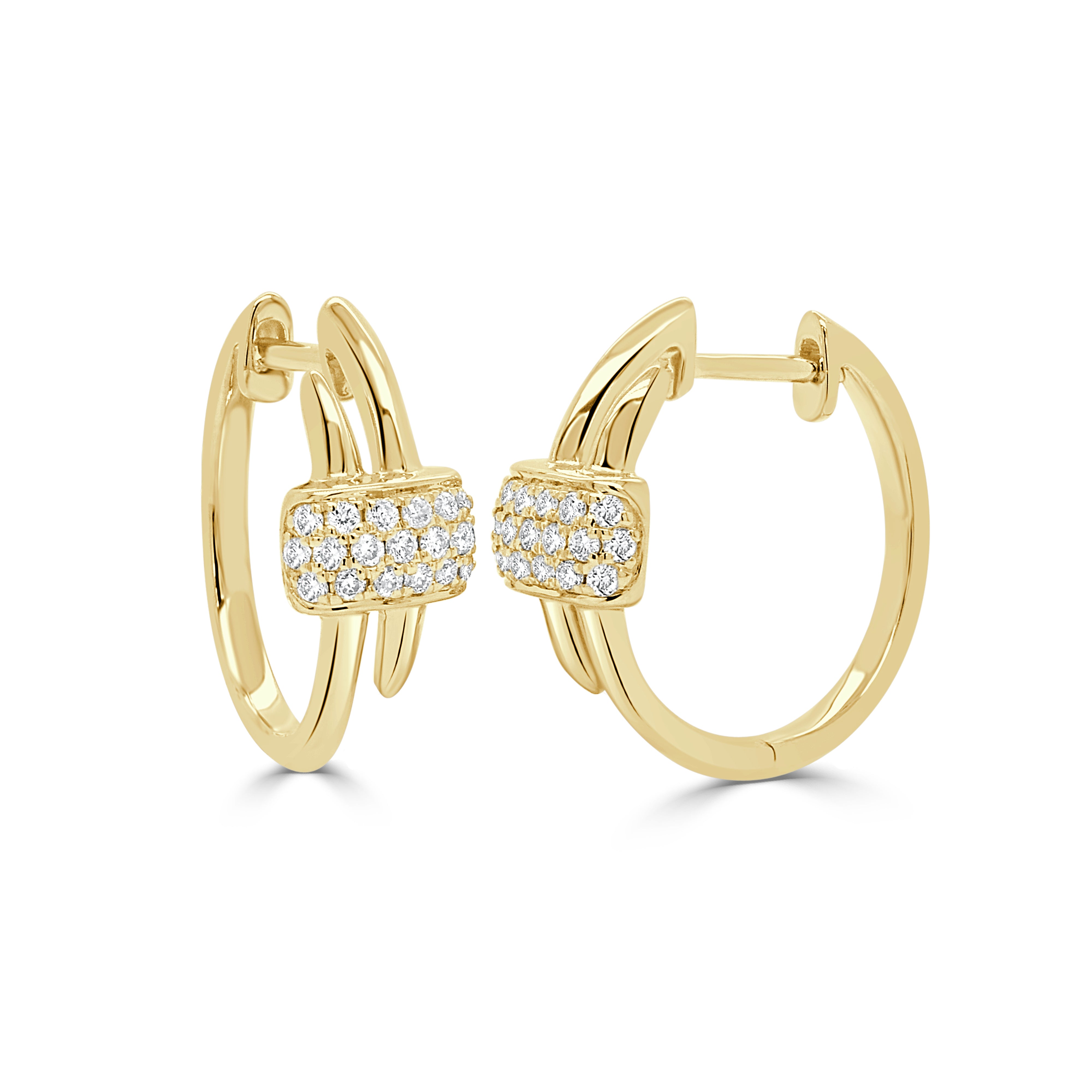 14K Gold & Diamond Huggy Earrings - 0.19ct