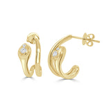 14K Gold & Snake Diamond Huggy Earrings - 0.11ct