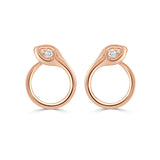 14K Gold Snake & Diamond Earrings - 0.09ct