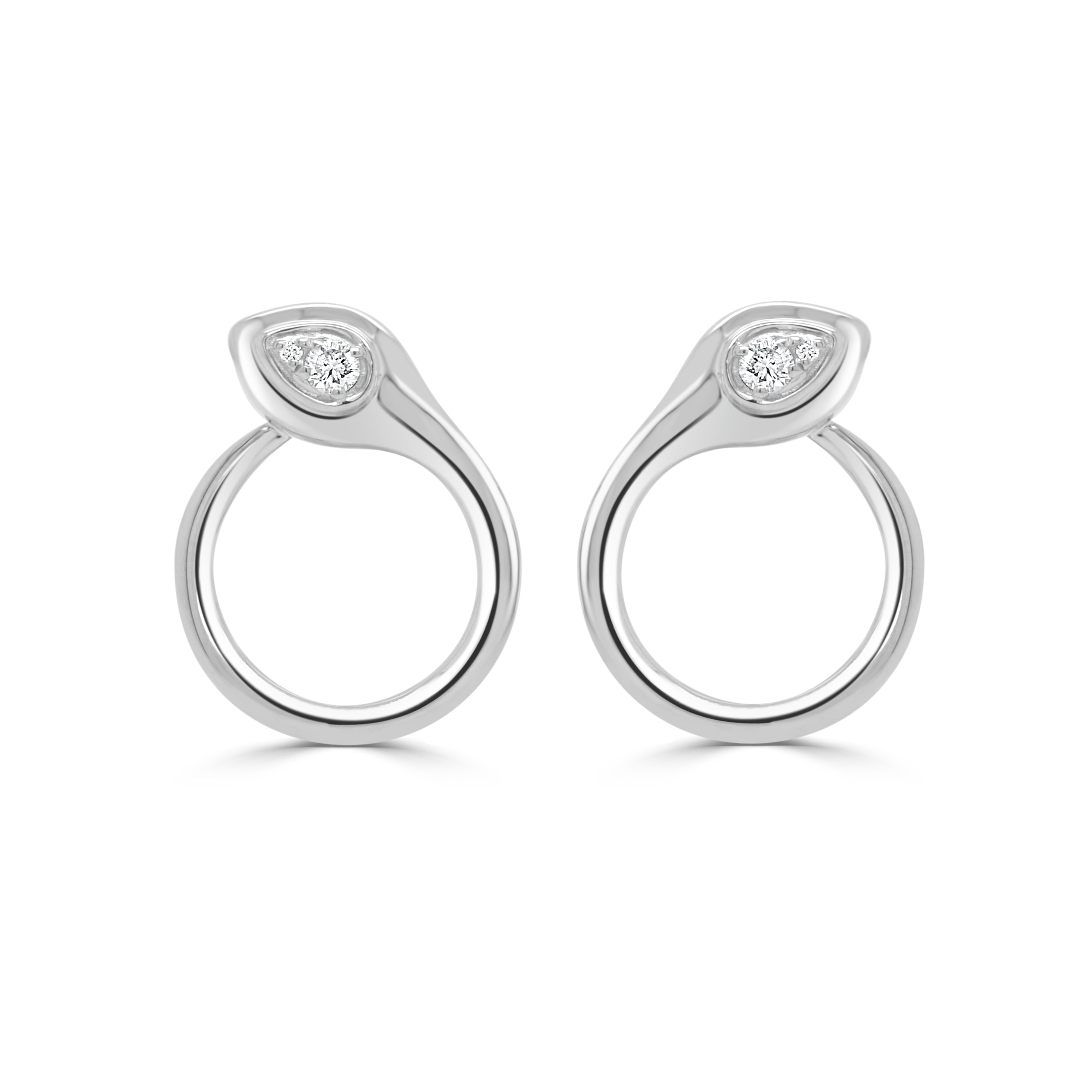 14K Gold Snake & Diamond Earrings - 0.09ct