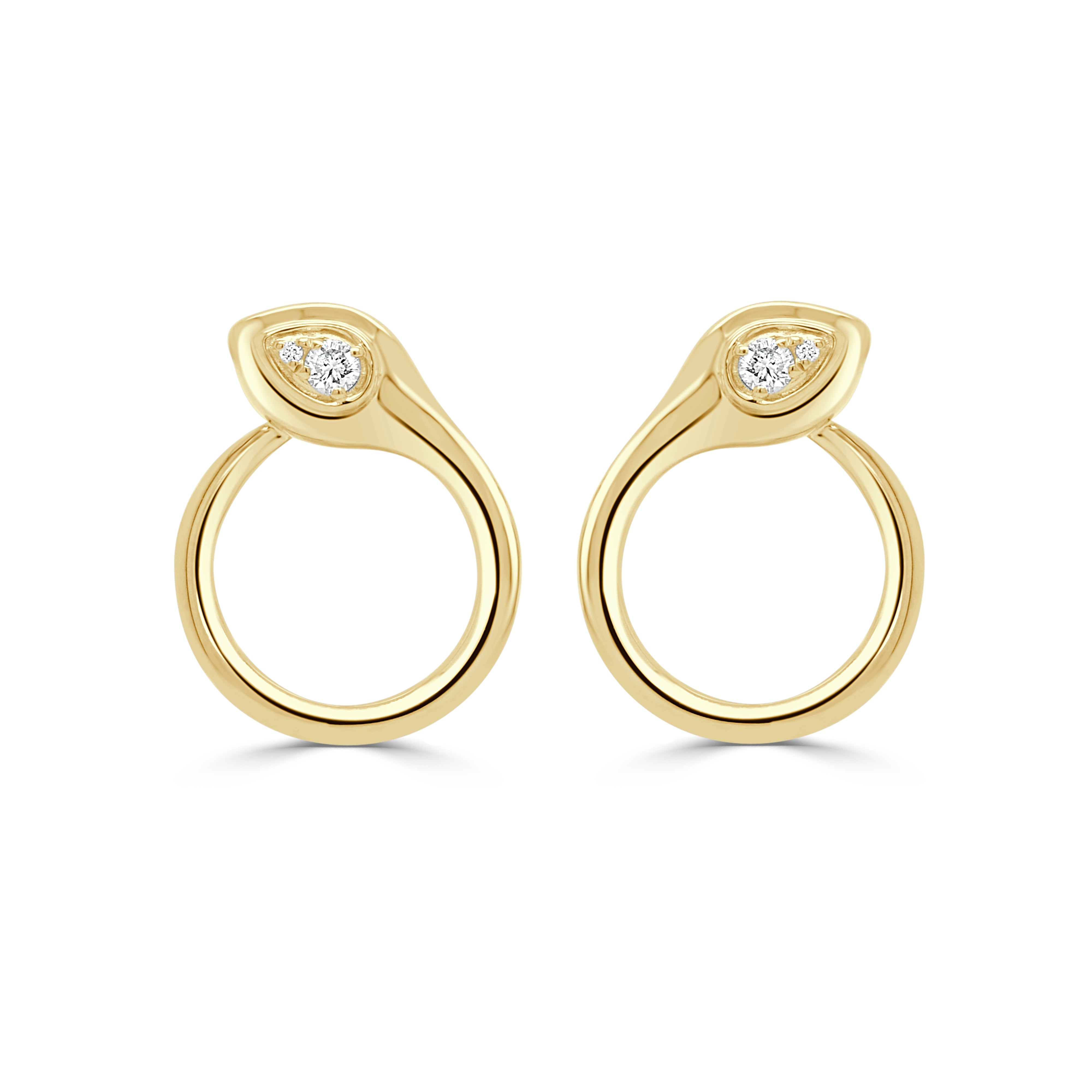 14K Gold Snake & Diamond Earrings - 0.09ct