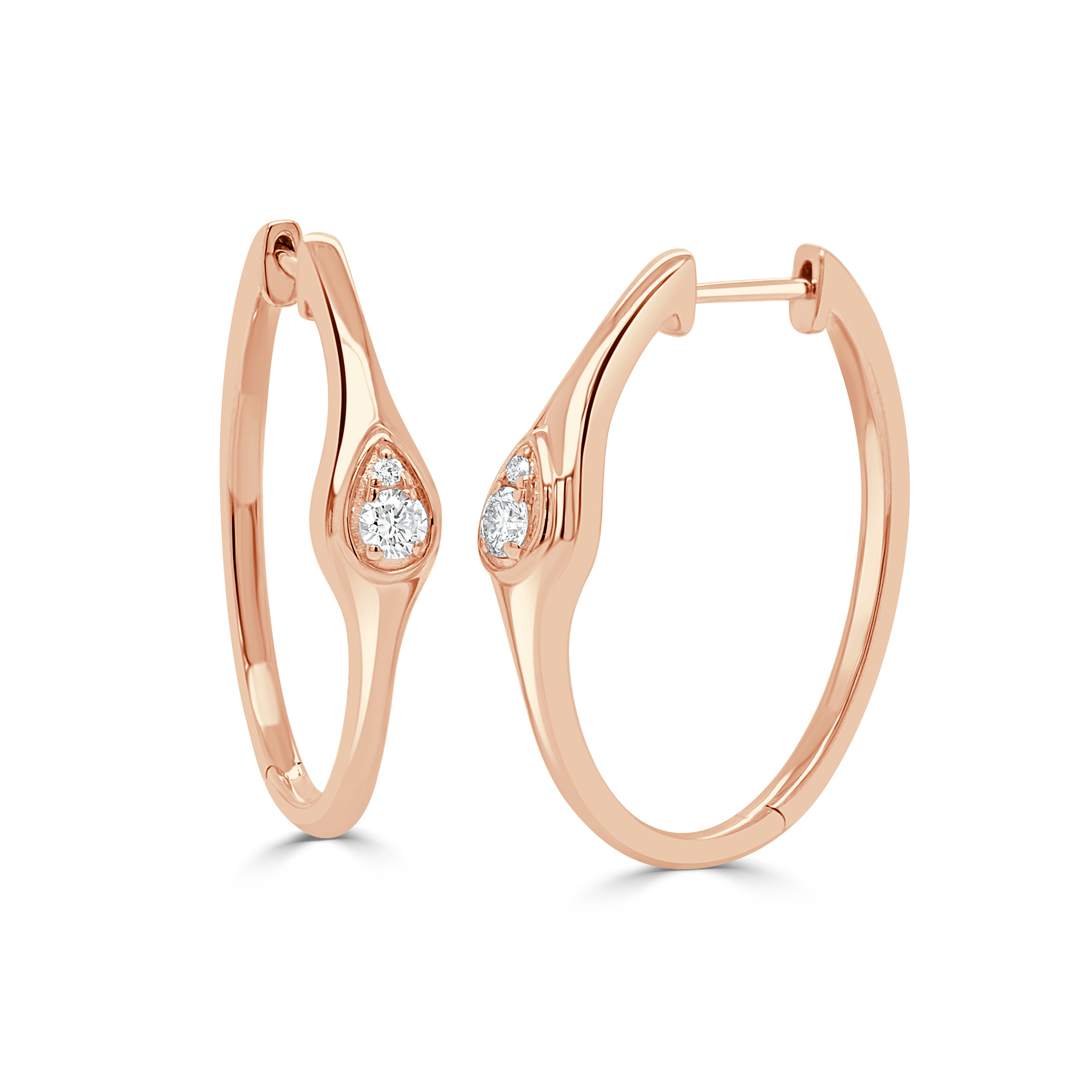14K Gold & Diamond Hoop Earrings - 0.15ct