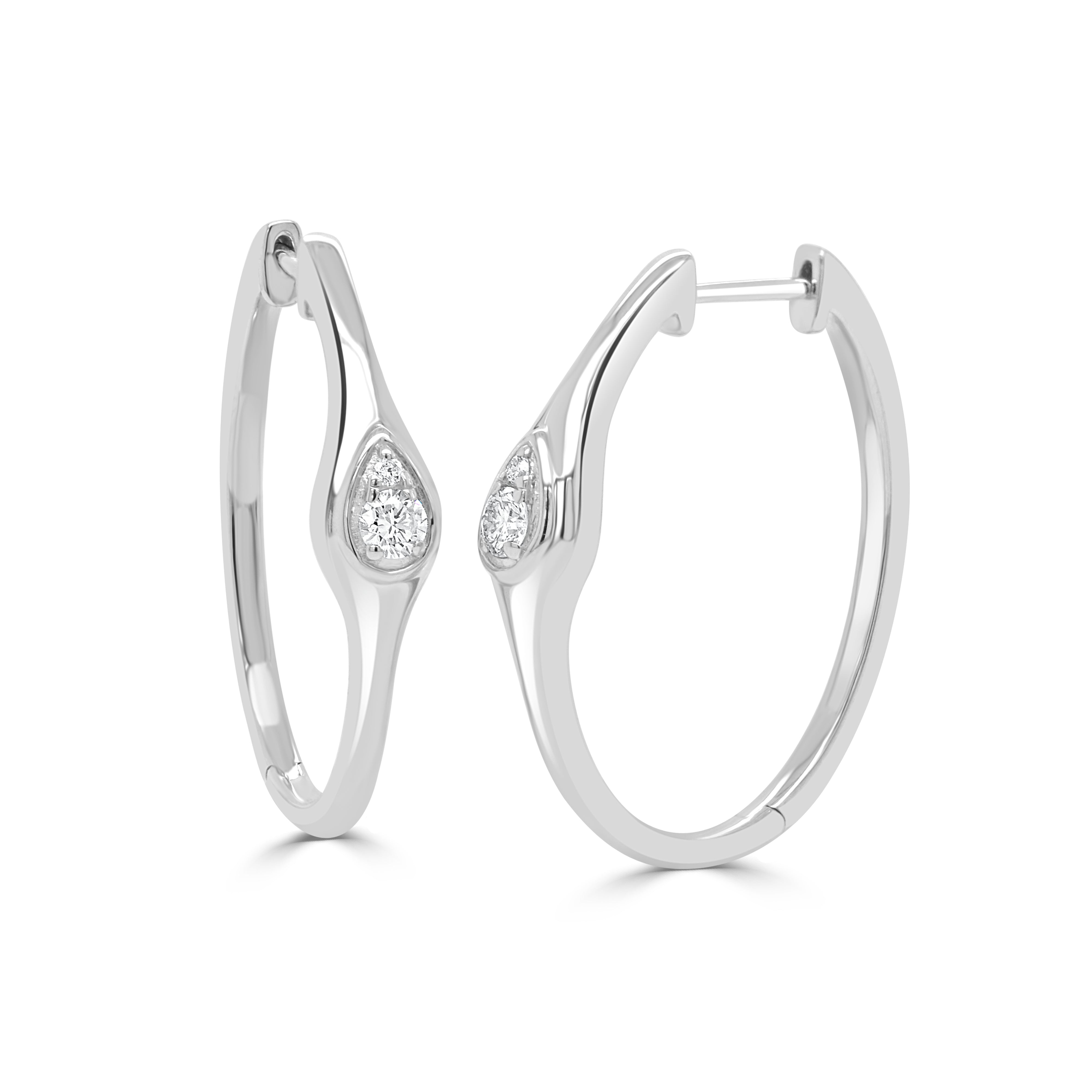 14K Gold & Diamond Hoop Earrings - 0.15ct