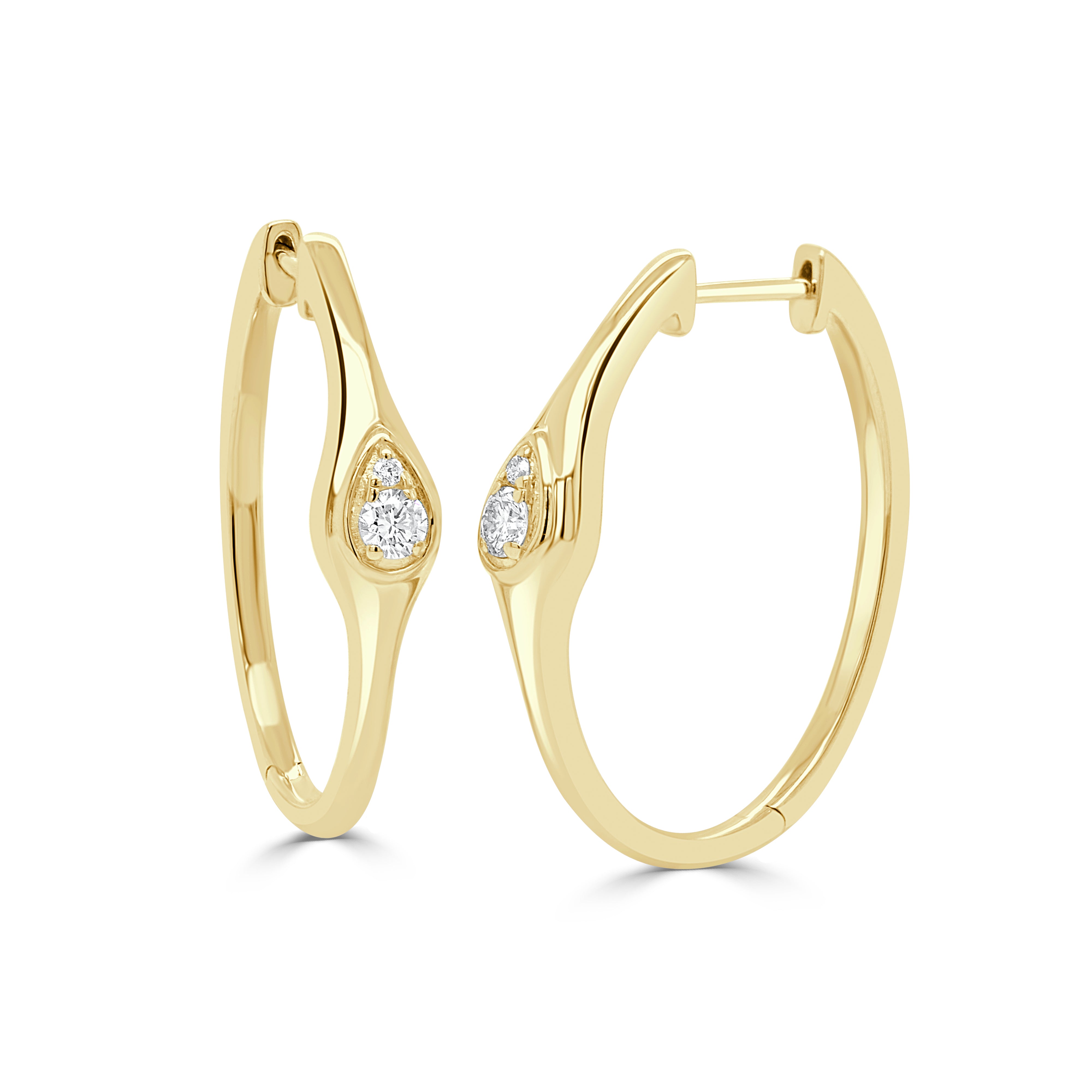 14K Gold & Diamond Hoop Earrings - 0.15ct