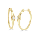 14K Gold & Diamond Hoop Earrings - 0.15ct