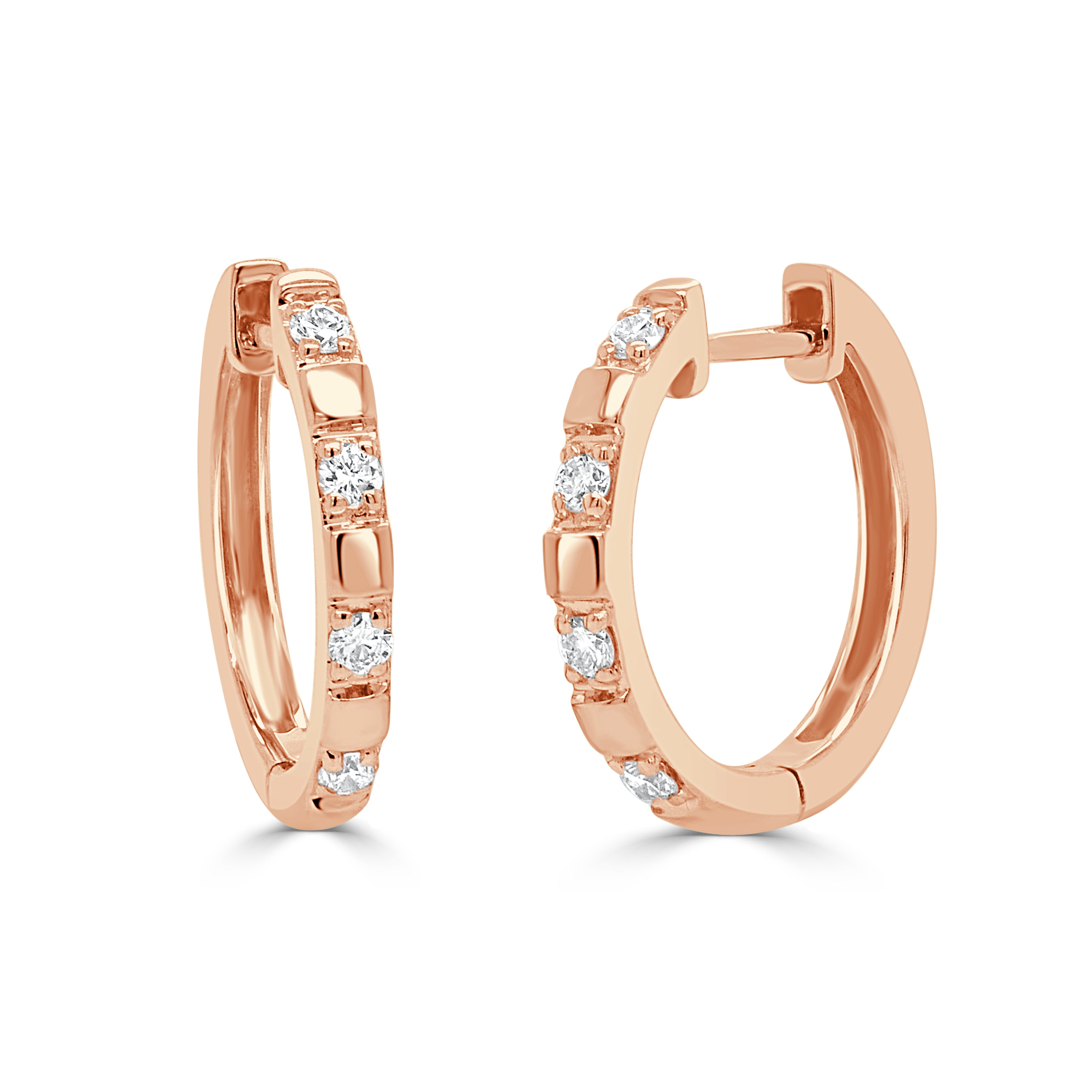 14K Gold & Diamond Huggy Earrings - 0.17ct