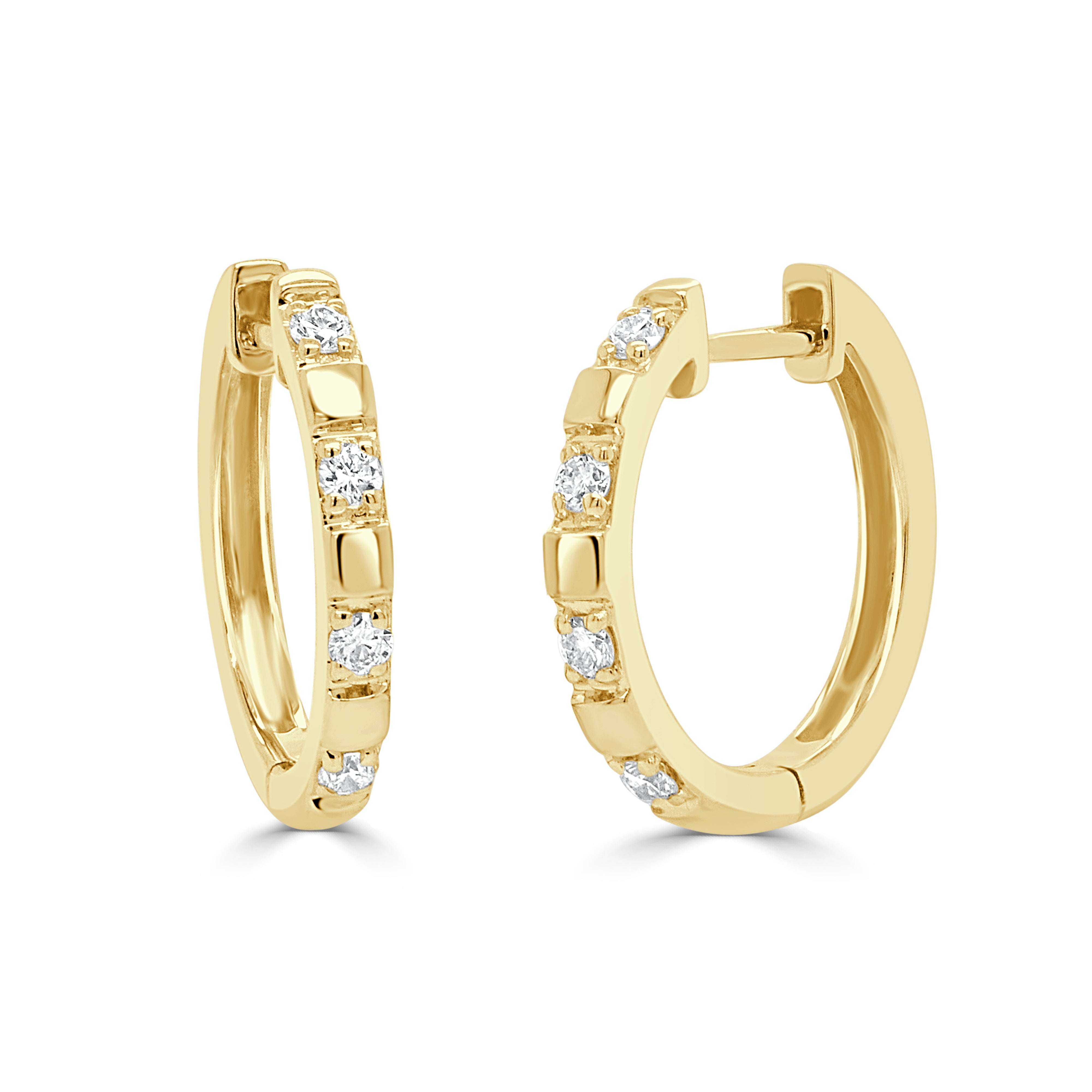 14K Gold & Diamond Huggy Earrings - 0.17ct