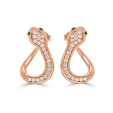 14K Gold Snake Emerald & Diamond Huggy Earrings - 0.38ct