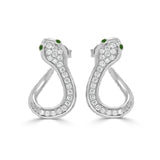 14K Gold Snake Emerald & Diamond Huggy Earrings - 0.38ct