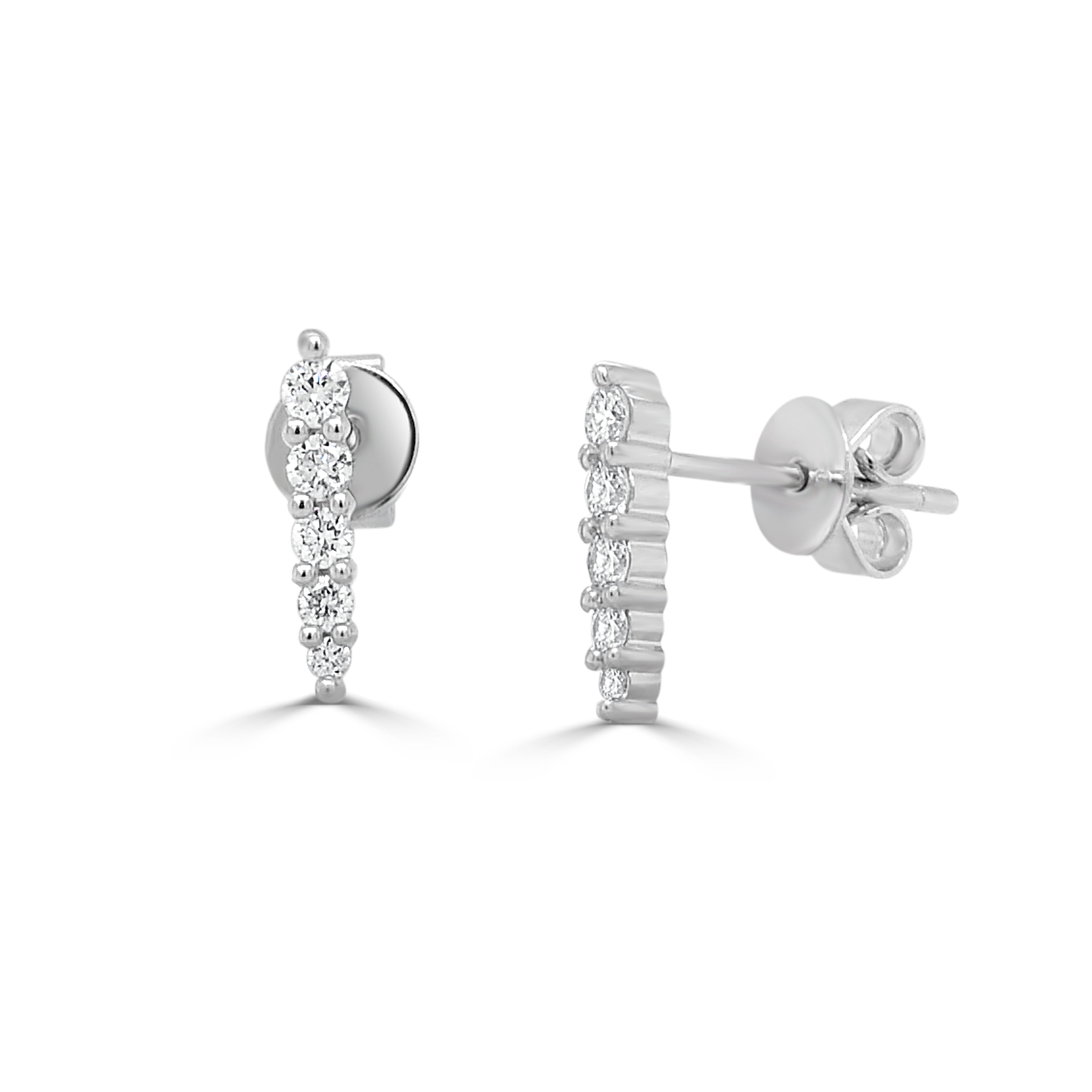 14K Gold Diamond Small Climber Earrings - 0.21 CT