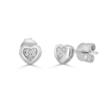 14K Gold Diamond Heart Stud Earrings - 0.04 CT