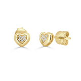 14K Gold Diamond Heart Stud Earrings - 0.04 CT