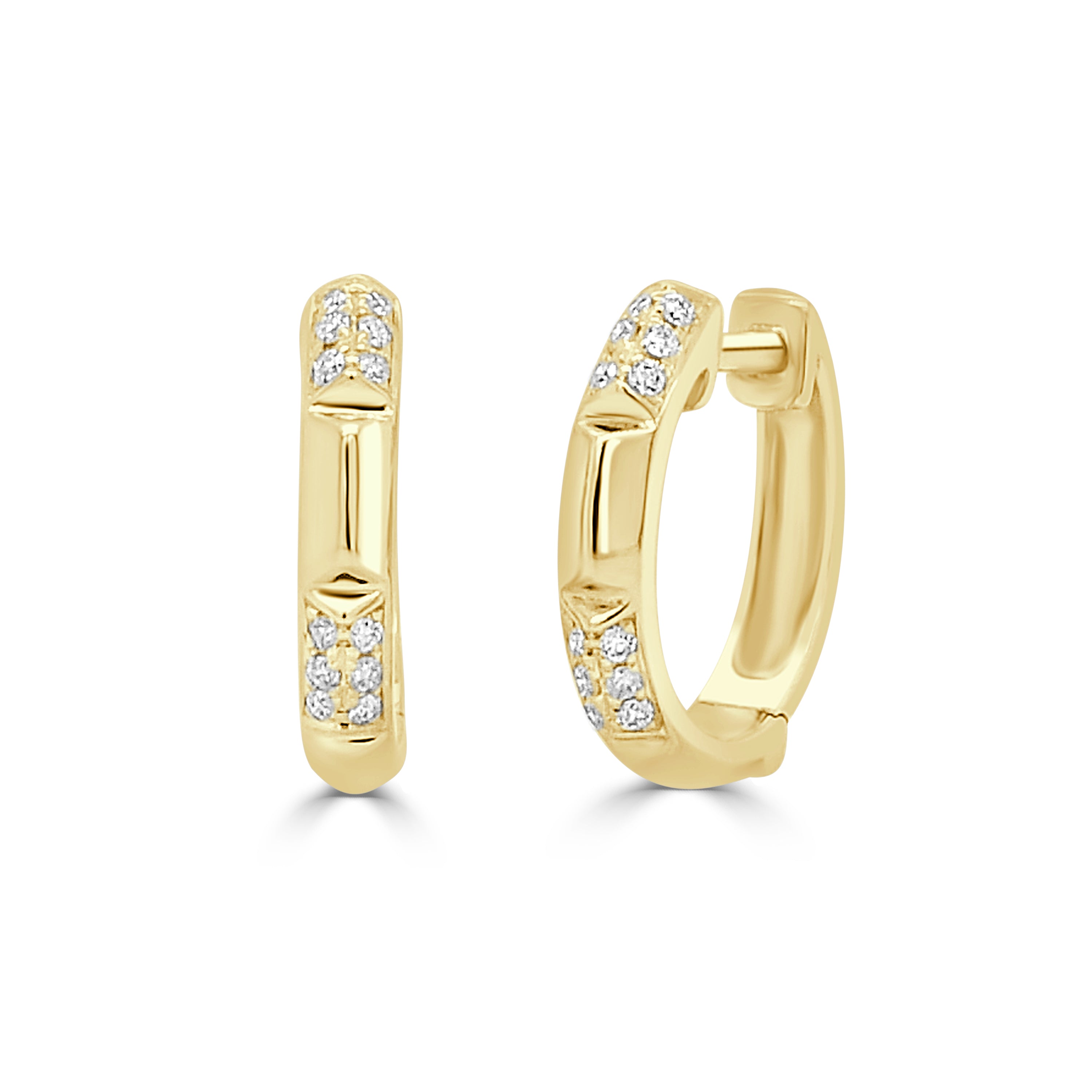 14K Gold Diamond Huggie Earrings