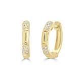 14K Gold Diamond Huggie Earrings