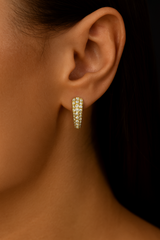 14K Gold Diamond Huggie Earrings