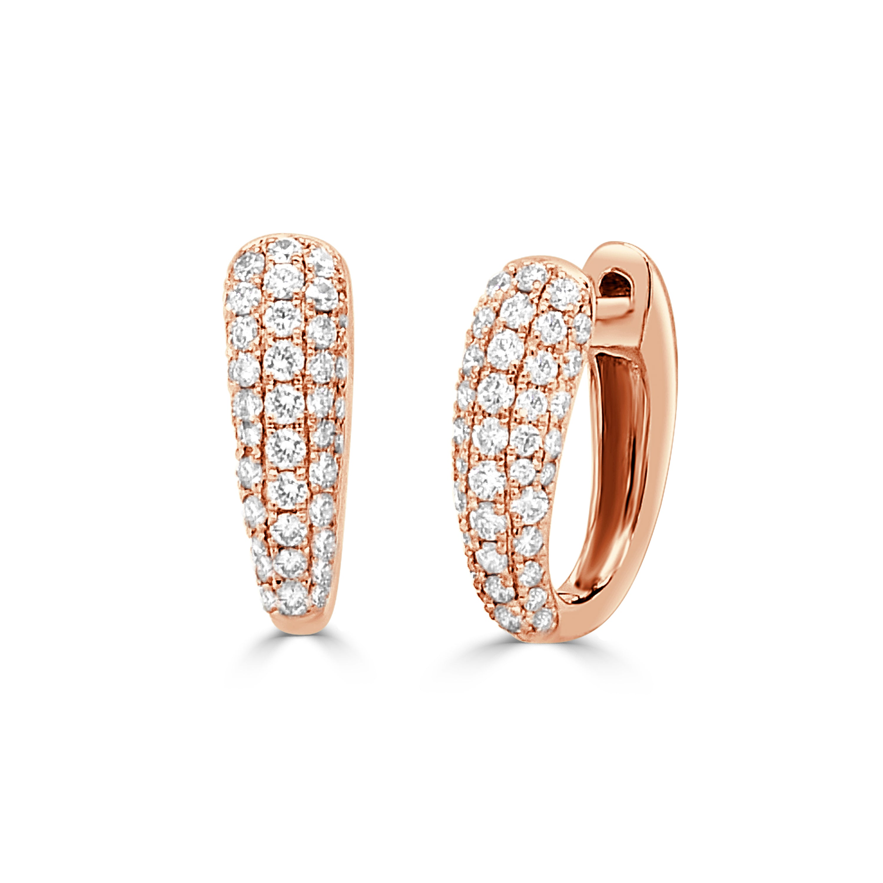 14K Gold Diamond Huggie Earrings