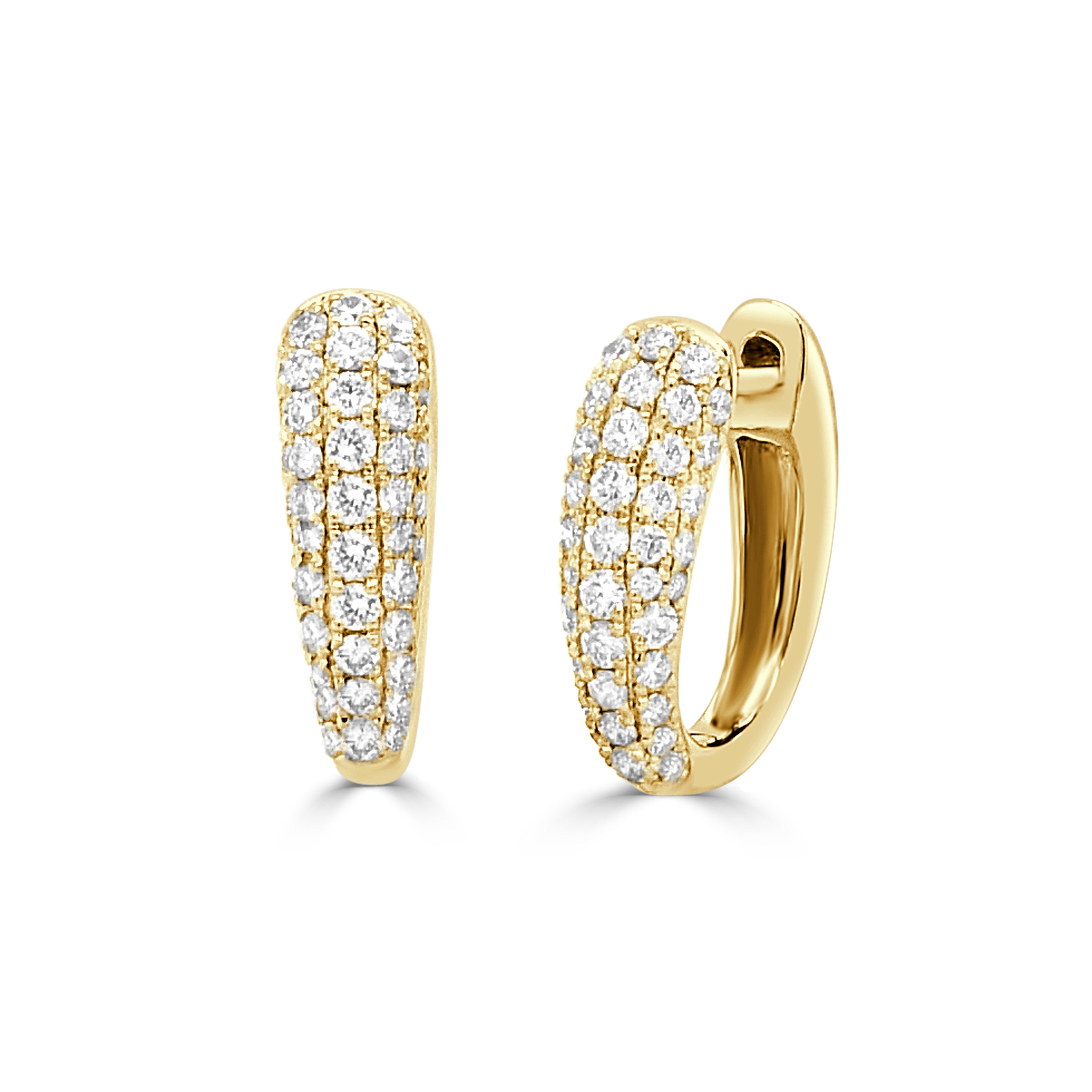 14K Gold Diamond Huggie Earrings