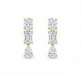14K Gold Diamond Mix Shape Drop Earrings - 0.79 CT