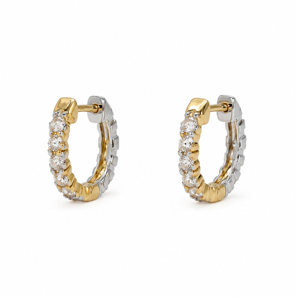 14K Gold Diamond Reversable Huggie - 1.00 CT
