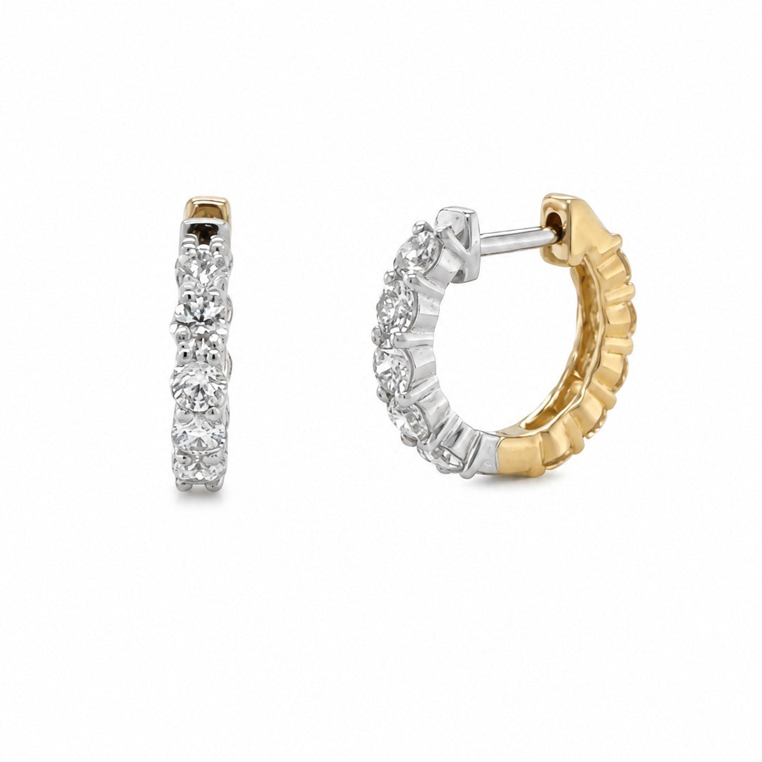 14K Gold Diamond Reversable Huggie - 1.00 CT