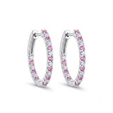 14K Gold Alternating Pink Sapphire & Diamond Hoop Earrings - 0.43 CT