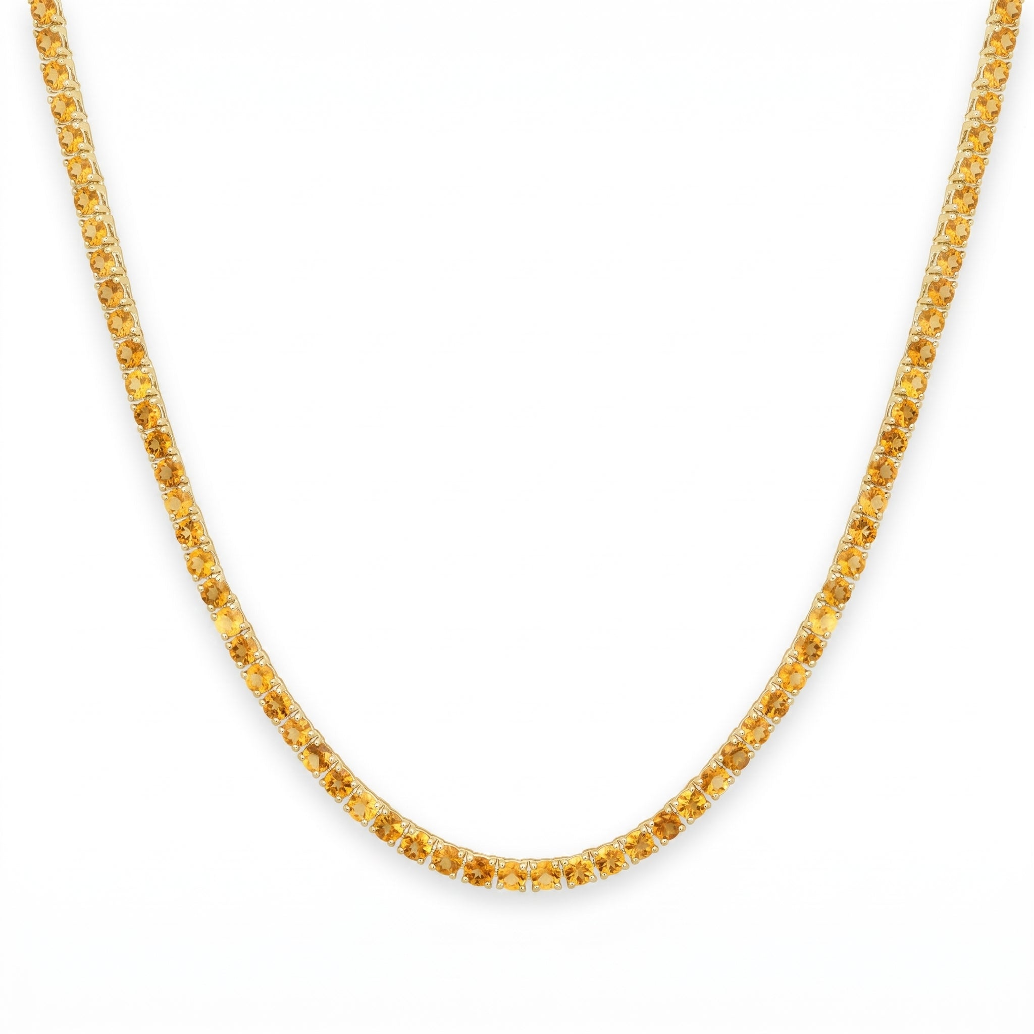 14K Gold & Citrine Tennis Necklace - 9.70 CT