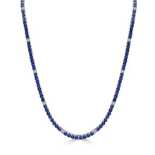 Load image into Gallery viewer, 14K Gold Blue Sapphire &amp; Diamond Tennis Necklace