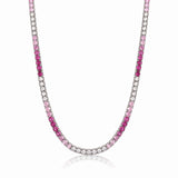 14K Gold Pink and White Sapphire Ombre Tennis Necklace - 10.96 CT
