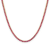 14K Gold Ruby Tennis Necklace - 13.98 CT