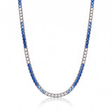 14K Gold Blue and White Sapphire Ombre Tennis Necklace  -13.40 CT