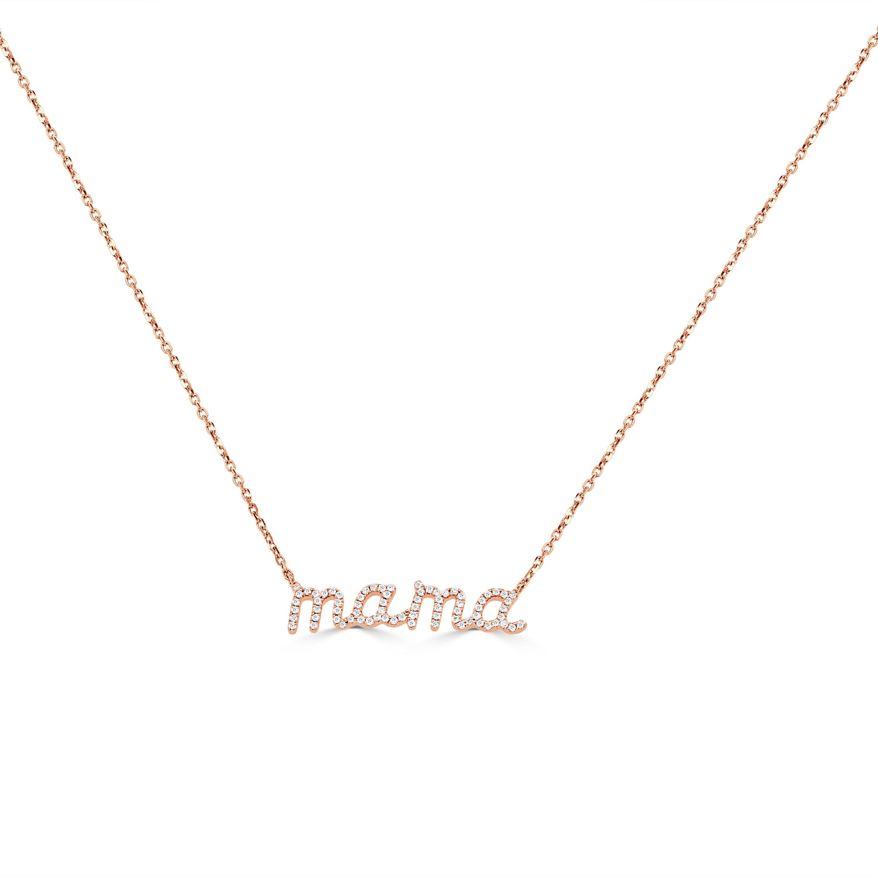 14K Gold Diamond Mama Necklace- 0.80 CT