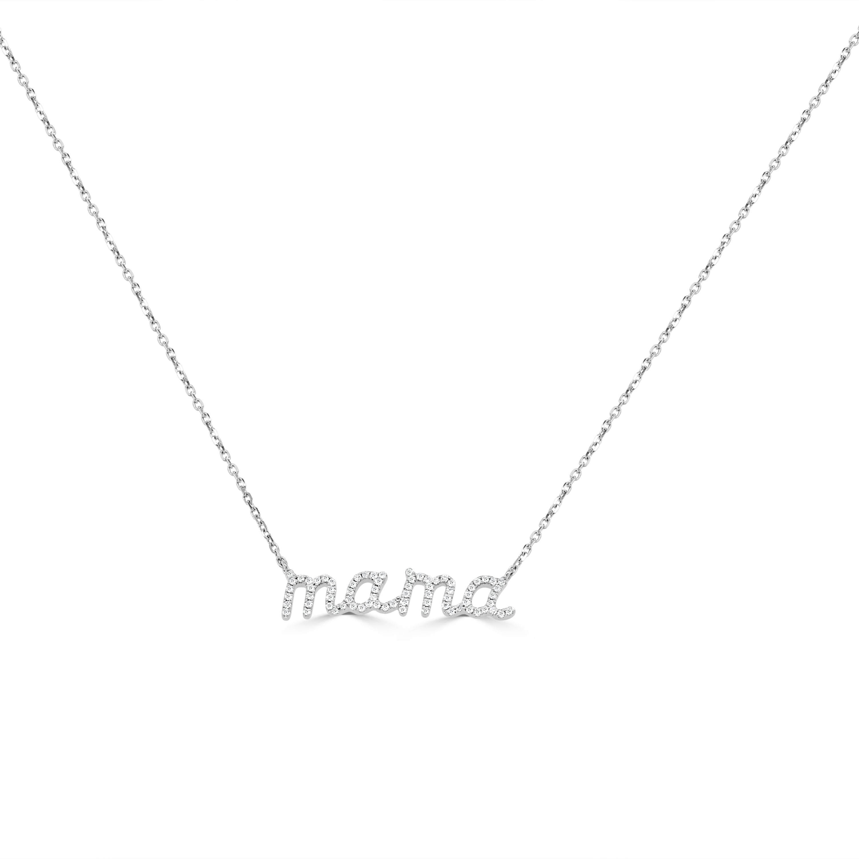 14K Gold Diamond Mama Necklace- 0.80 CT