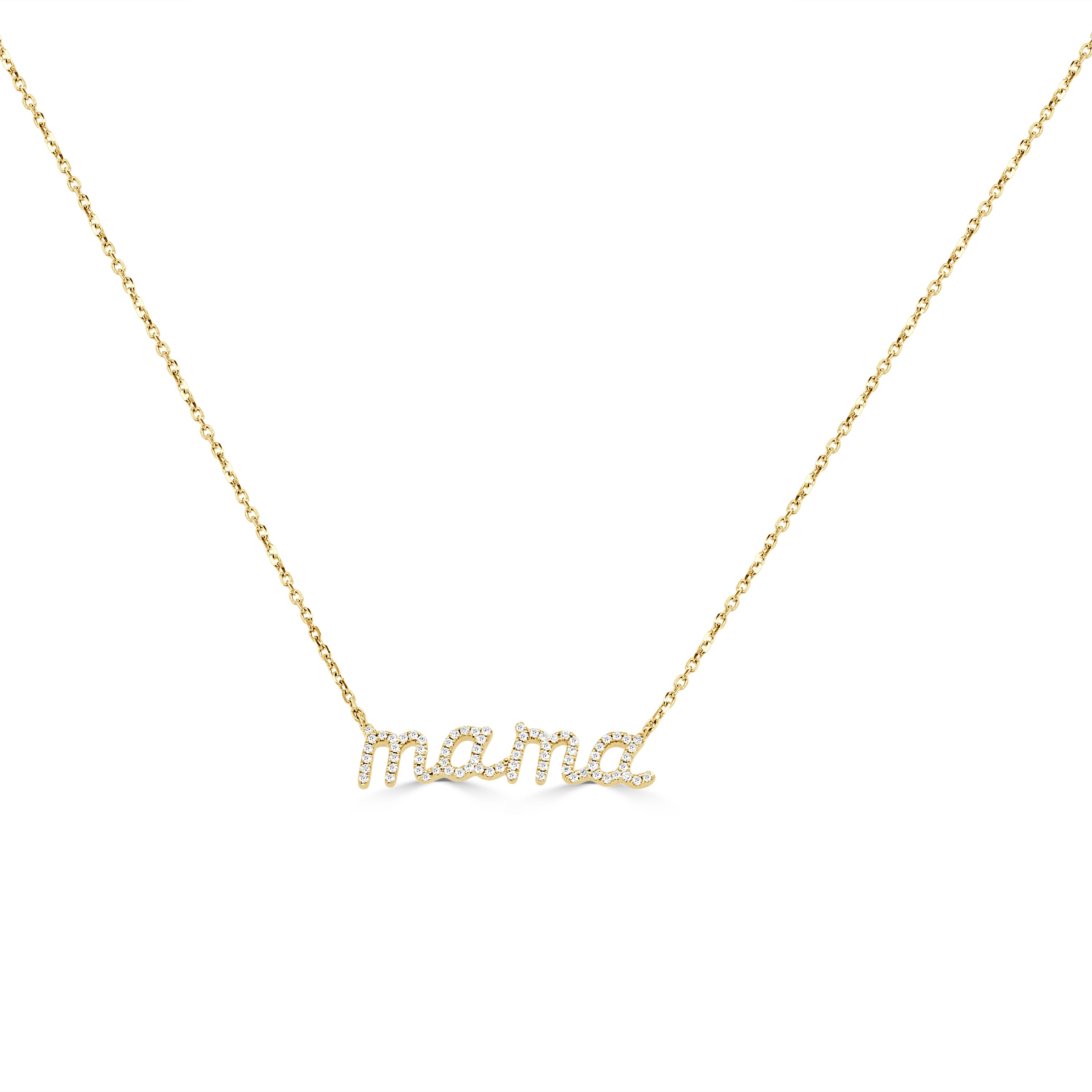 14K Gold Diamond Mama Necklace- 0.80 CT