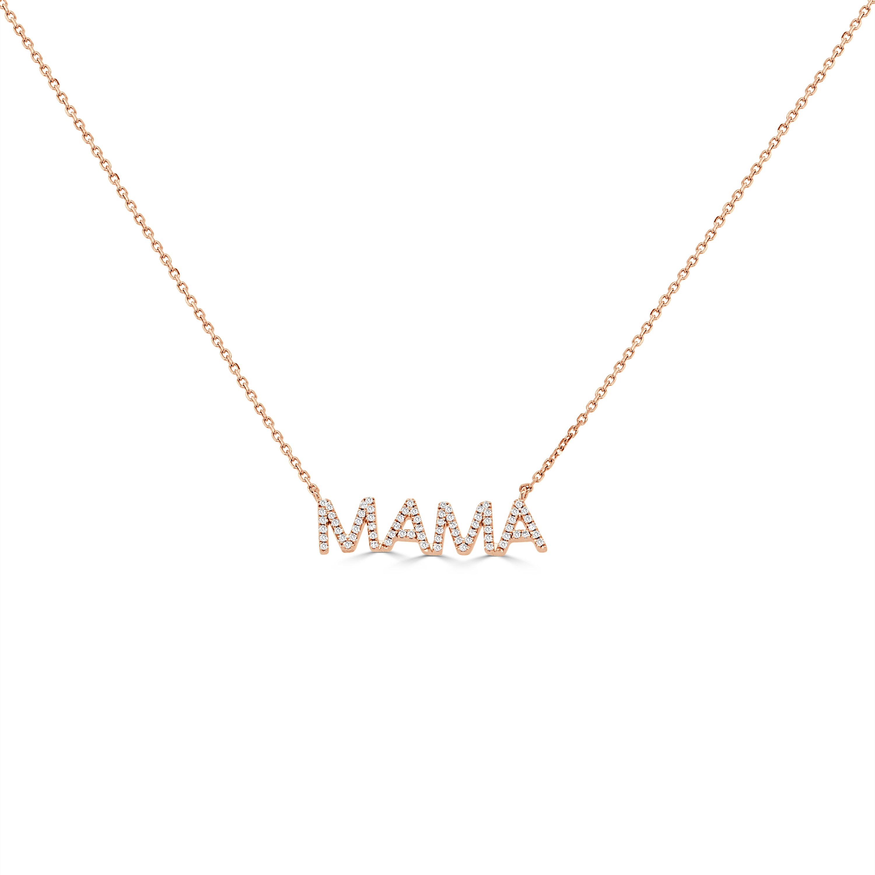 14K Gold Diamond MAMA Necklace - 0.80 CT