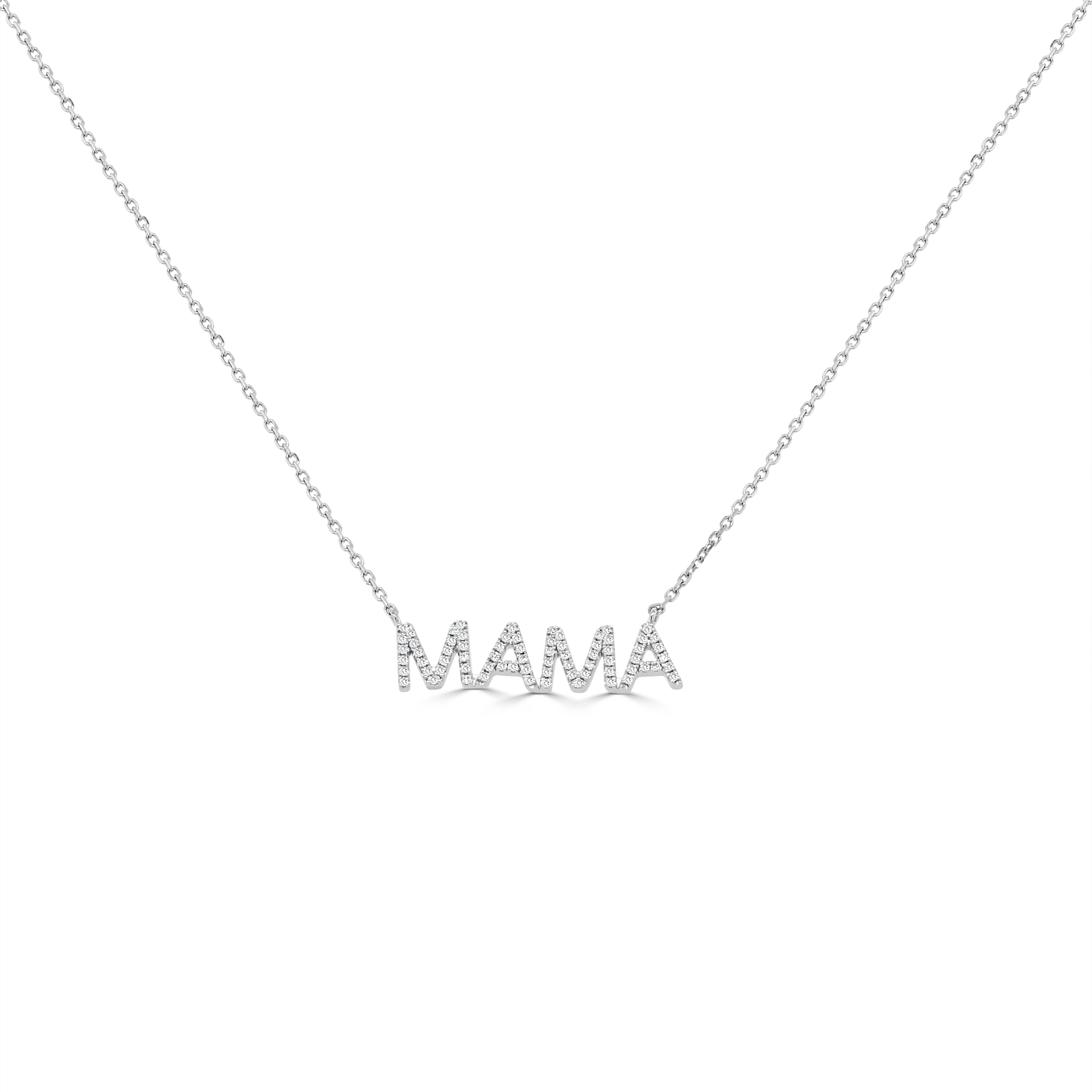 14K Gold Diamond MAMA Necklace - 0.80 CT