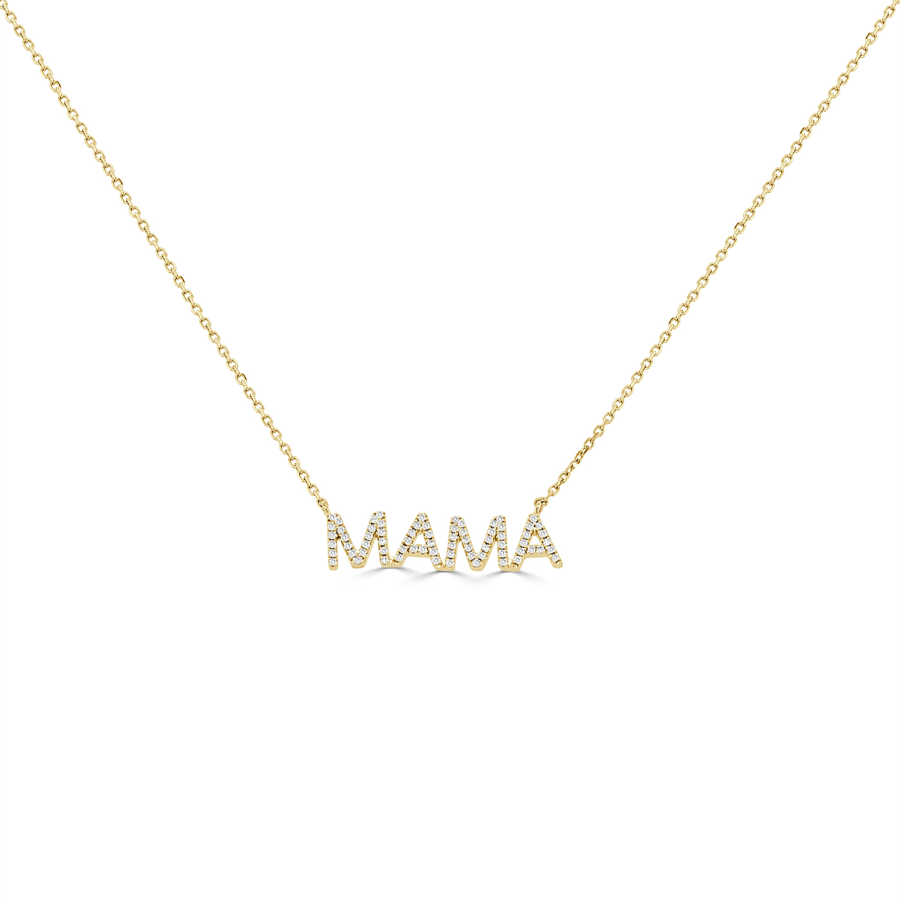 14K Gold Diamond MAMA Necklace - 0.80 CT