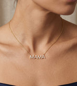 14K Gold Diamond MAMA Necklace - 0.80 CT
